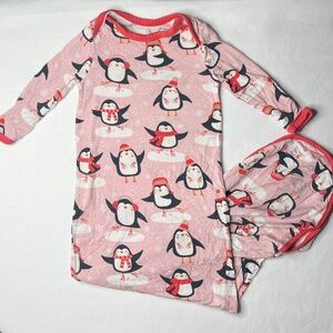 Little Sleepies LS Bamboo Pink Penguins Christmas Newborn Sleep Infant Gown